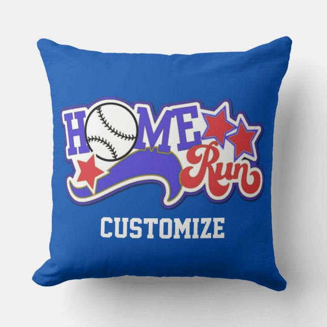 Coussin Red White & Blue Home Run Baseball Thlow Pillow (Recto)