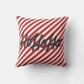 Coussin Red White Diagonal Strips Holiday Christmas HO HO (Verso)