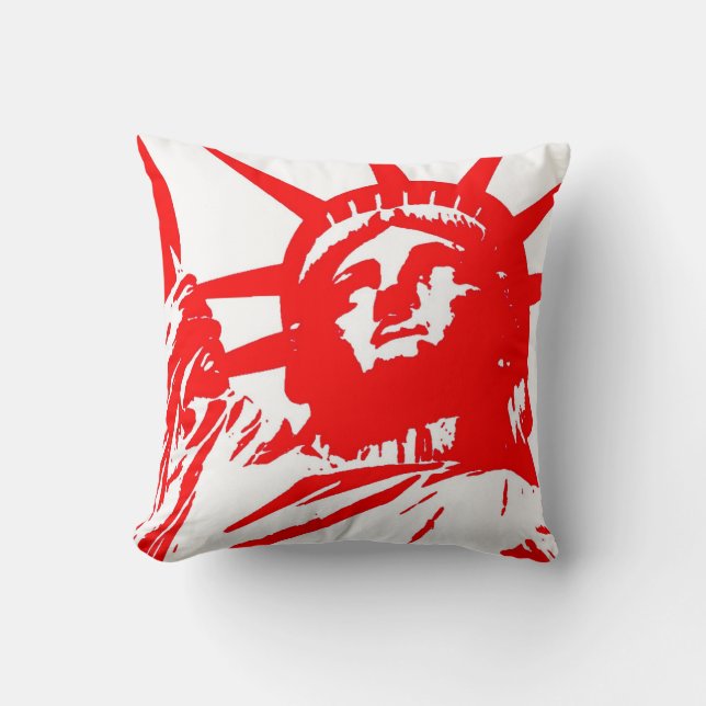 Coussin Red White Pop Art Statue de Liberty Throw Pillow (Recto)