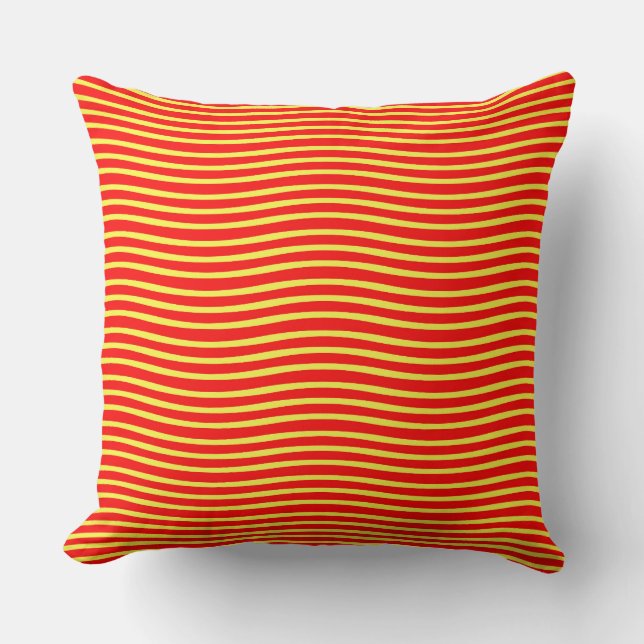 Coussin Red Yellow Waves Lines Motif sans couture (Recto)