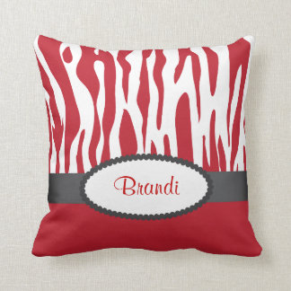 Coussin Red Zebra Print American MoJo Throw Pillow