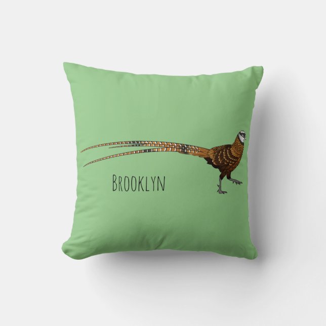 Coussin Reeves's pheasant bird cartoon illustration  (Recto)