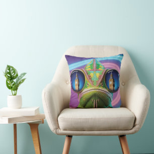 Coussin Reflet de l'œil de caméléon de Big Ben dans des lu