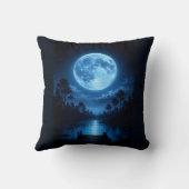 Coussin Reflet esthétique de la forêt au clair de lune cél (Verso)
