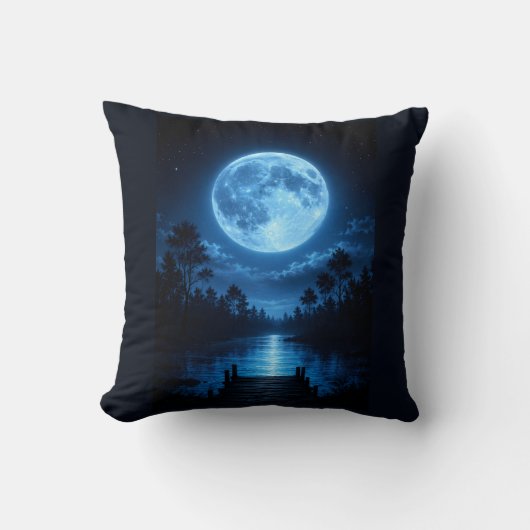 Coussin Reflet esthétique de la forêt au clair de lune cél (Recto)