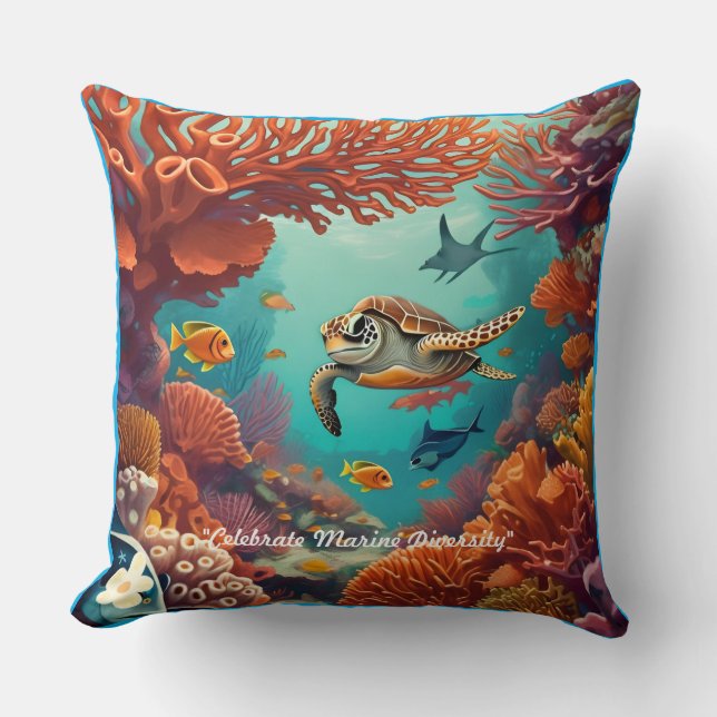 Coussin "Reflets de corail" (Recto)