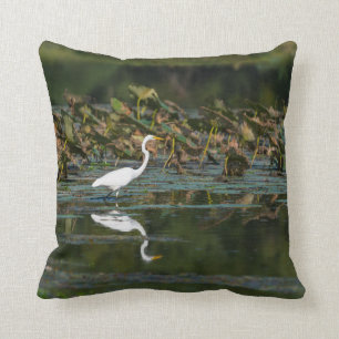 Coussin Réflexion blanche de héron