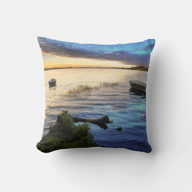Coussin Réflexion de bateaux à voile du coucher du soleil (Recto)