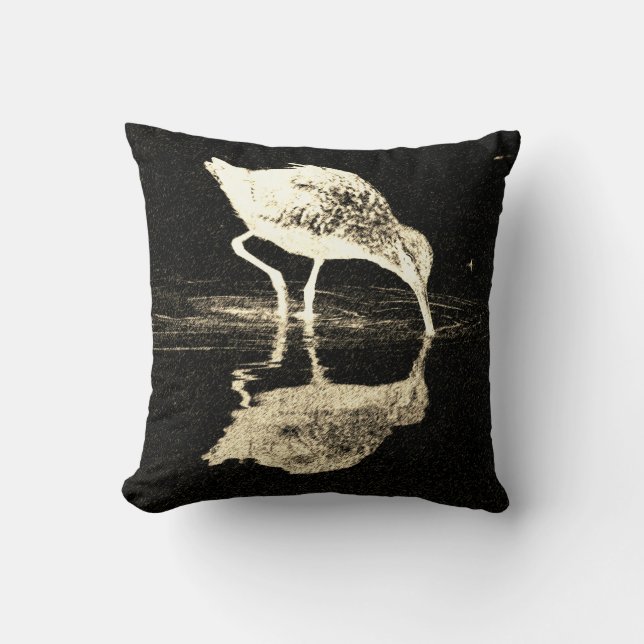 Coussin Réflexion d'oiseaux Noir et blanc Moderne (Recto)