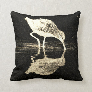 Coussin Réflexion d'oiseaux Noir et blanc Moderne
