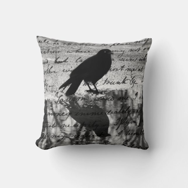 Coussin Réflexion D'Un Corbeau Lone (Recto)
