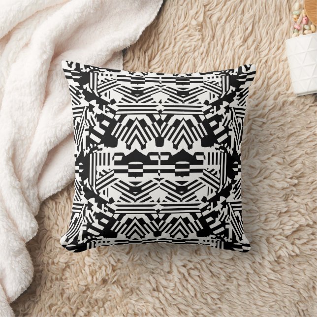 Coussin Réflexions Abstraites : lignes, cubes et monochrom (Couverture)