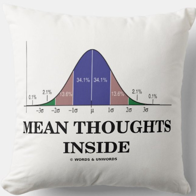 Coussin Réflexions moyennes à l'intérieur (Humour statisti (Bell curve stats humor throw pillow for anyone who enjoys calculating statistical averages)