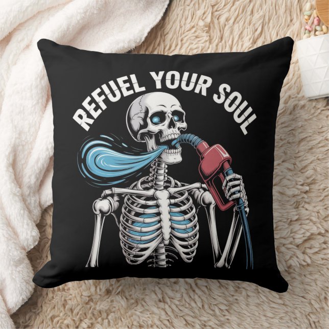 Coussin Refuel Your Soul Skeleton Art (Couverture)