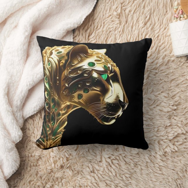Coussin Regal Grace : Le Jaguar d'or orné d'émeraudes (Couverture)