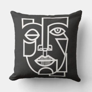 Coussin Regard Divisé Monochrome Ligne Art de Perception F