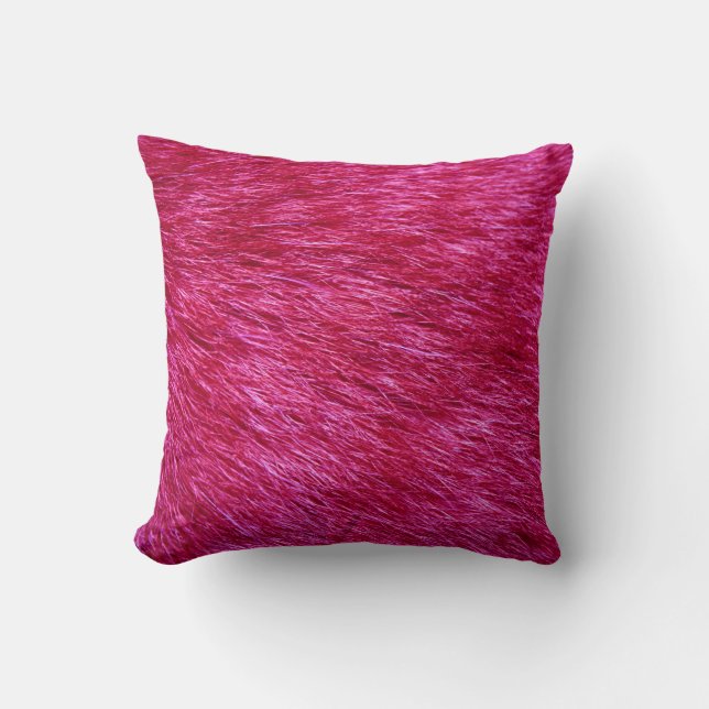 Coussin Regard fuchsia de fourrure (Recto)