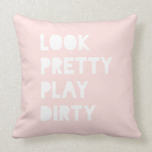 Coussin Regardez le slogan assez drôle rougissent rose