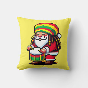 Coussin Reggae Père Noël Drummer Fun Pixel Art Christmas M