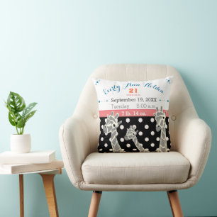 Coussin Registre de naissance de bébé fille de la famille