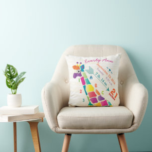 Coussin Registre de naissance de bébé fille girafe flèche