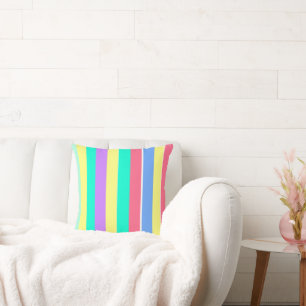 Coussin Réglage des rayures pastel de printemps