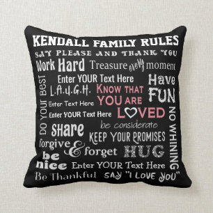 Coussin "Règles familiales" plus personnalisées - Vos mots
