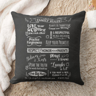 Coussin Règles familiales - valeurs chrétiennes pour vivre