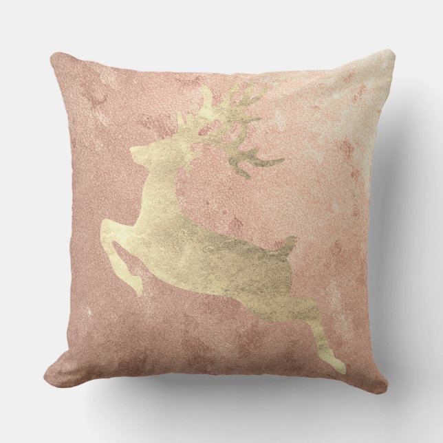 Coussin Reindeer Champaign Rose Rose Gold Blush Cottage (Recto)