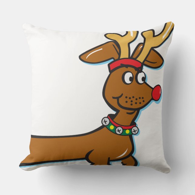 Coussin Reindeer Christmas Doxie (Recto)