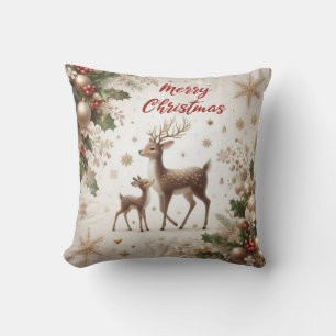 Coussin Reindeer, Christmas Holly et Ornaming