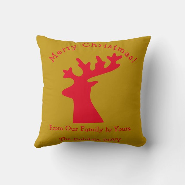 Coussin Reindeer de Noël Vert Rouge Or (Verso)