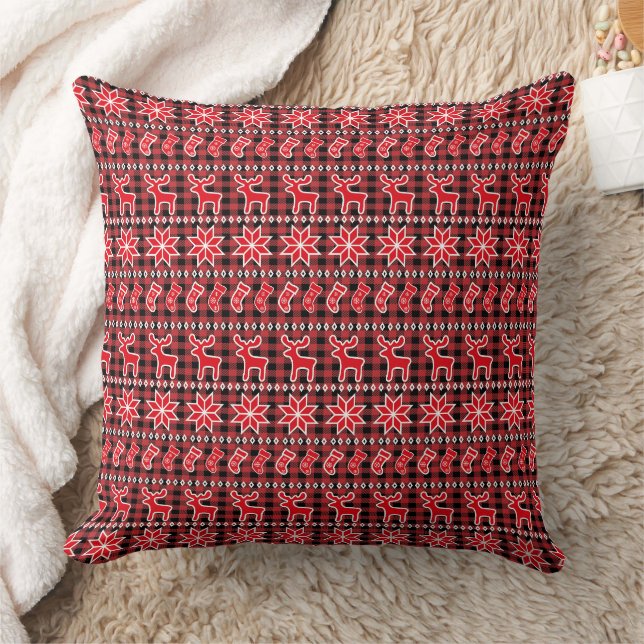 Coussin Reindeer Stocking Fair Isle Christmas Pattern (Couverture)
