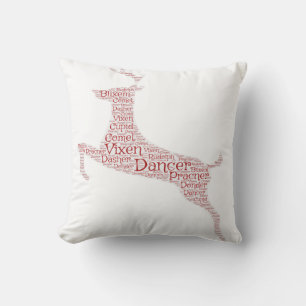 Coussin Reindeer Word Art Rudolph Blixem Comet Cupide
