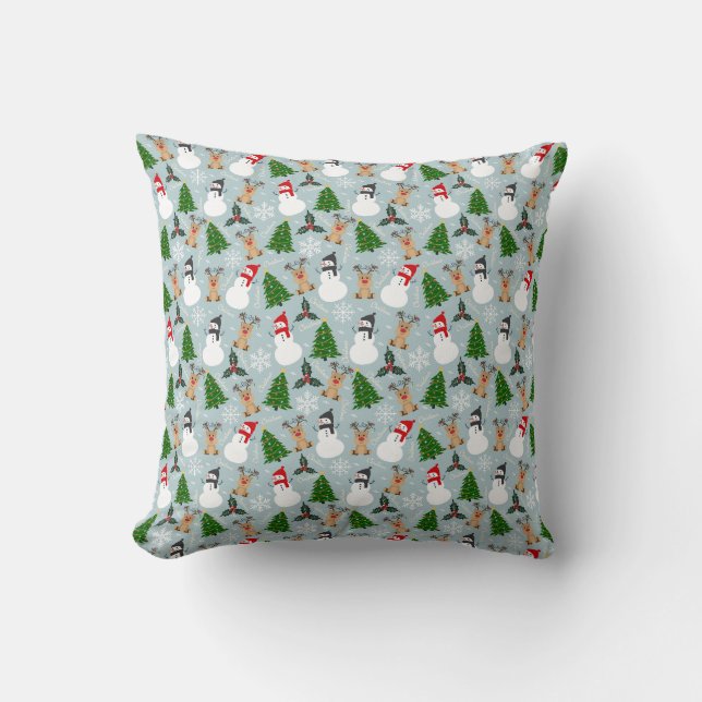 Coussin Reinder, Snowman, Design d'arbre (Recto)