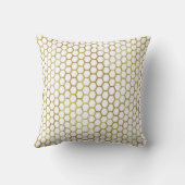 Coussin Reine abeille dorée pailletée en nid d'abeille hex (Verso)