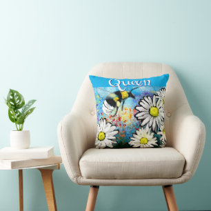 Coussin Reine Abeille Fantaisiste Fleurs de Marguerite Per
