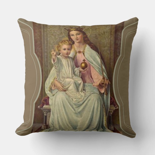 Coussin Reine couronnée de ciel Jésus infantile tenant le (Recto)