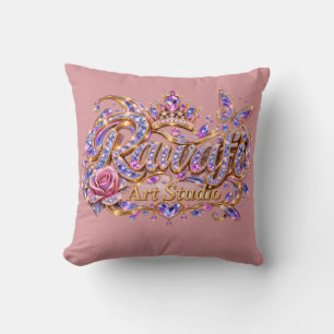 Coussin Reine de cristal Élégance florale rose
