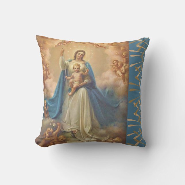 Coussin Reine de Vierge Marie des anges (Recto)