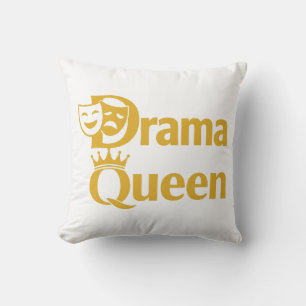 Coussin Reine du Drame – Couronne et Masque de Théâtre Des