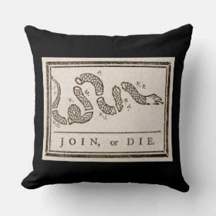 Coussin Rejoignez ou Meurt Serpent à Sonnette : Dessin ani