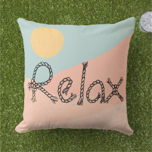 Coussin Relax moderne mignon coloré rose bleu soleil texte
