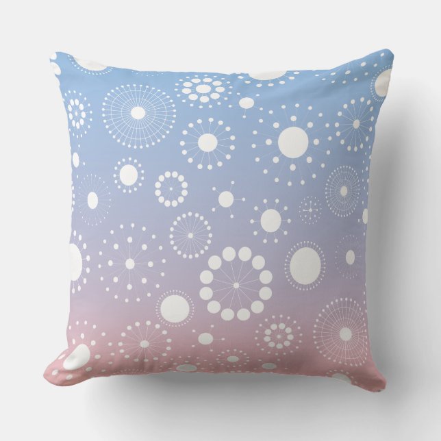 Coussin Relaxant Rose Et Bleu Avec Cercles Et Étoiles Blan (Recto)
