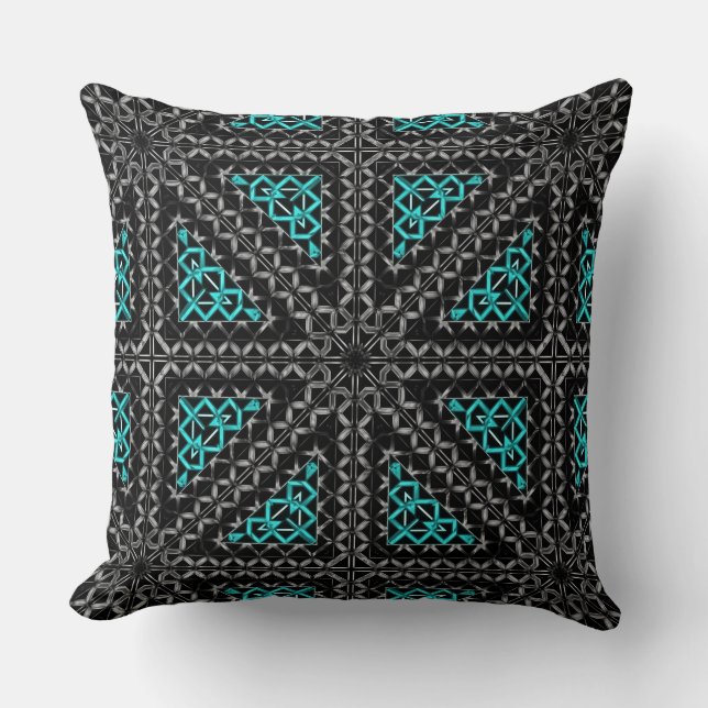 Coussin relief cyclique gris dans le triangle kaléidoscope (Recto)