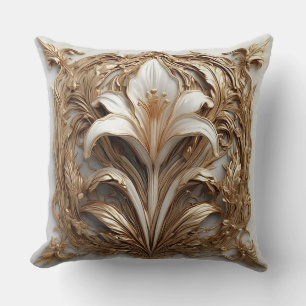 Coussin Relief floral doré orné