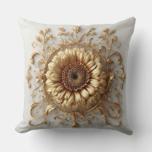 Coussin Relief floral doré orné