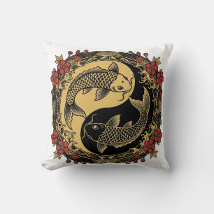Coussin Relief Rond Ornemental de Dragon Impérial Chinois