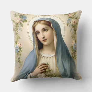 Coussin Religieux catholique béni St. Mary Floral