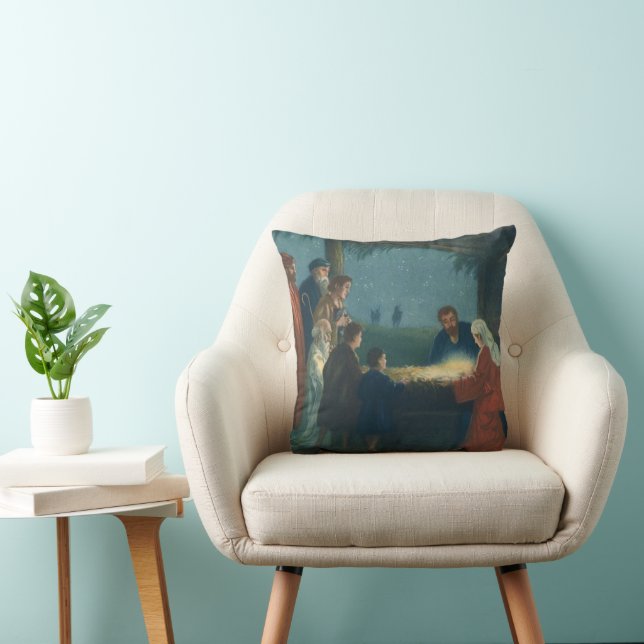 Coussin Religion vintage, Adoration des bergers (Chaise)